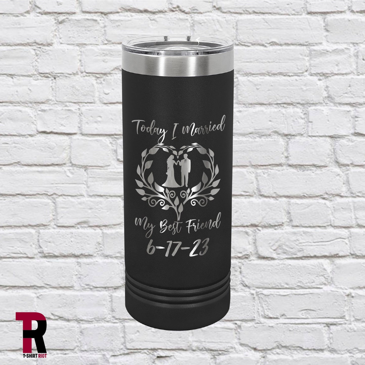 Bride and Groom Laser Engraved 22oz Insulated Skinny Tumbler - SKU