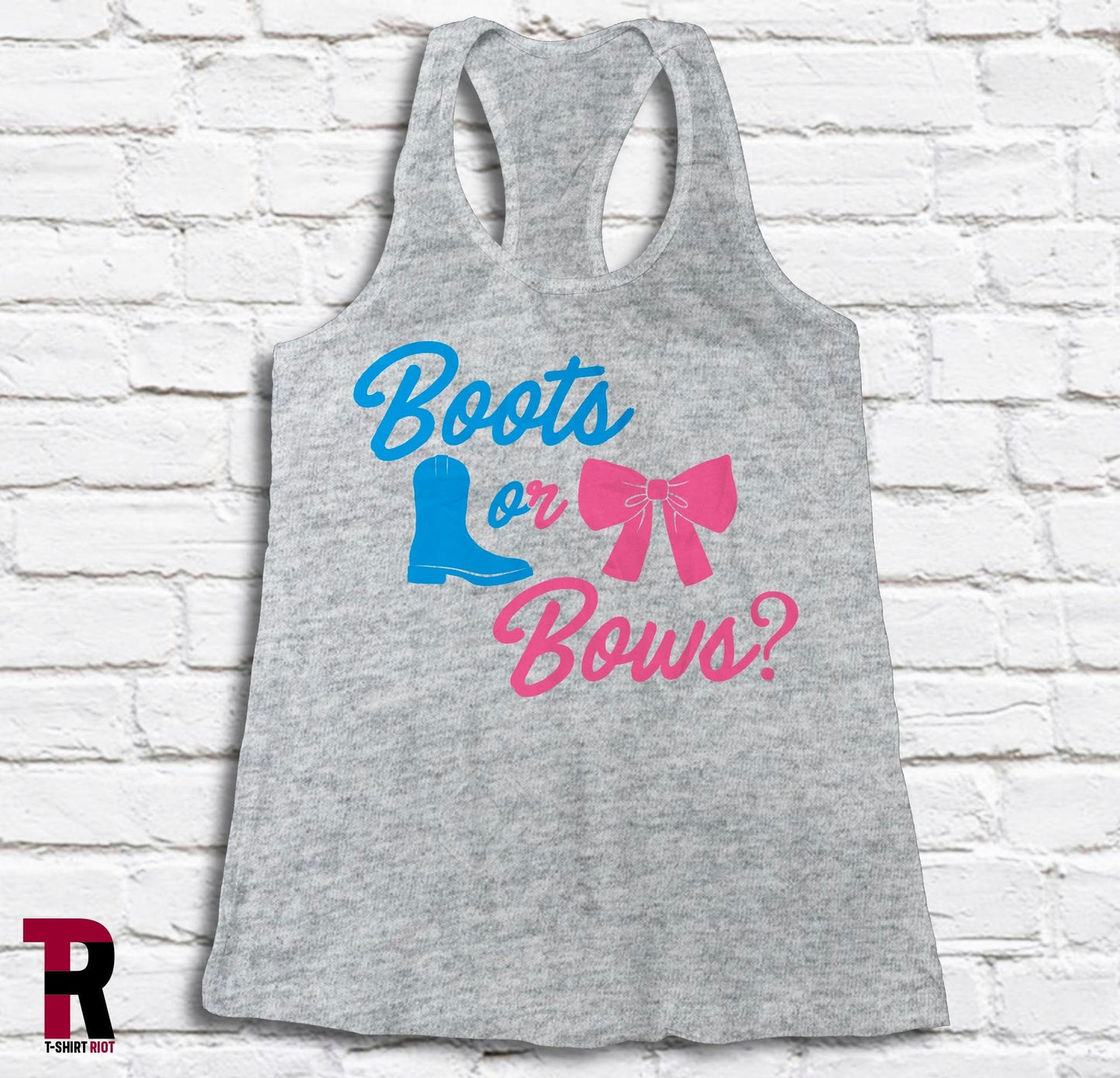 Boots Or Bows Gender Reveal Women's Soft Style Racerback Tank Top - SKU