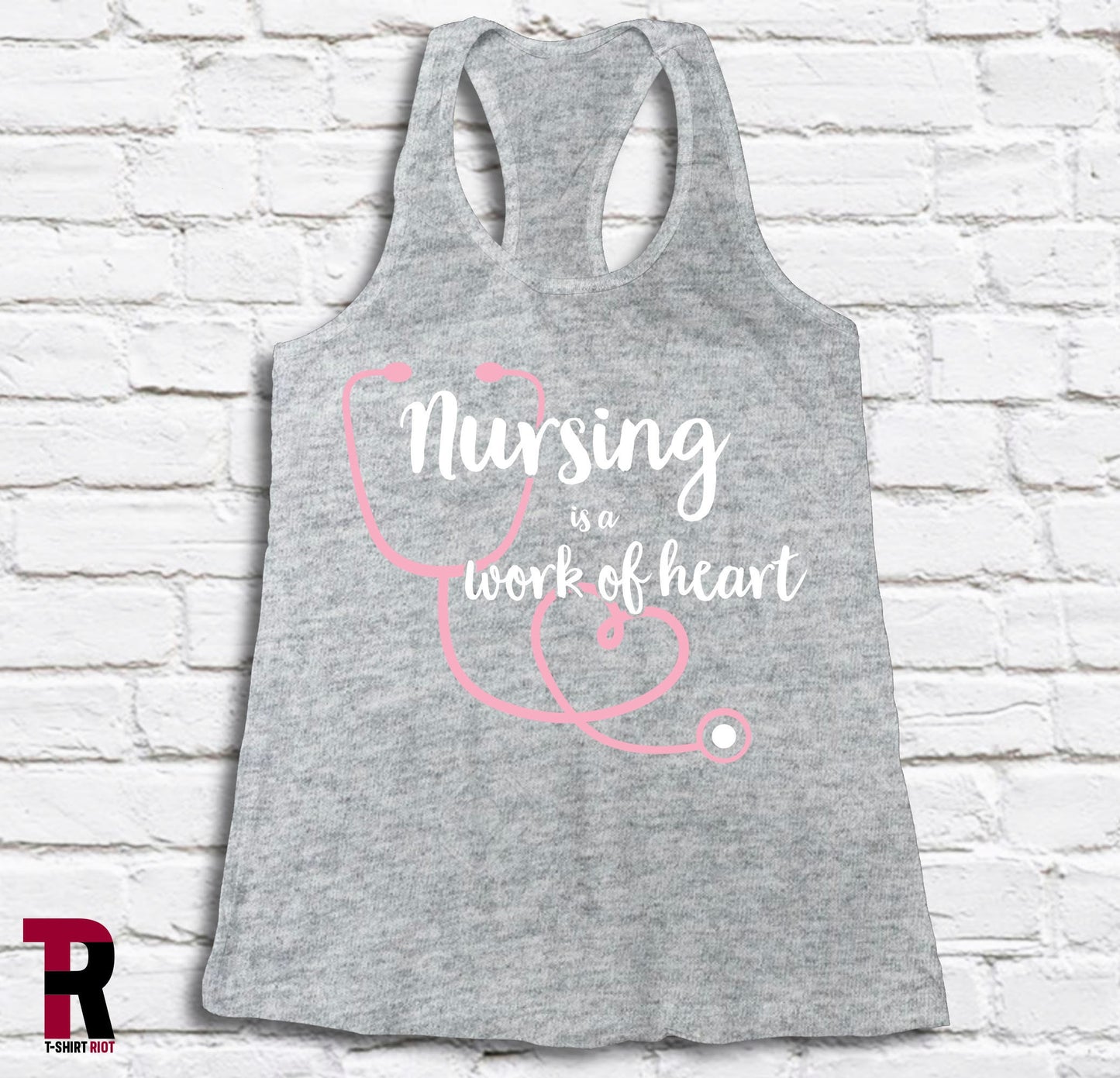 Nursing Is A Work Of Heart Women's Bella+Canvas Tank Top | Shirt for Nurses | RN Shirts | Healthcare Tank Top | RN Tanks - SKU