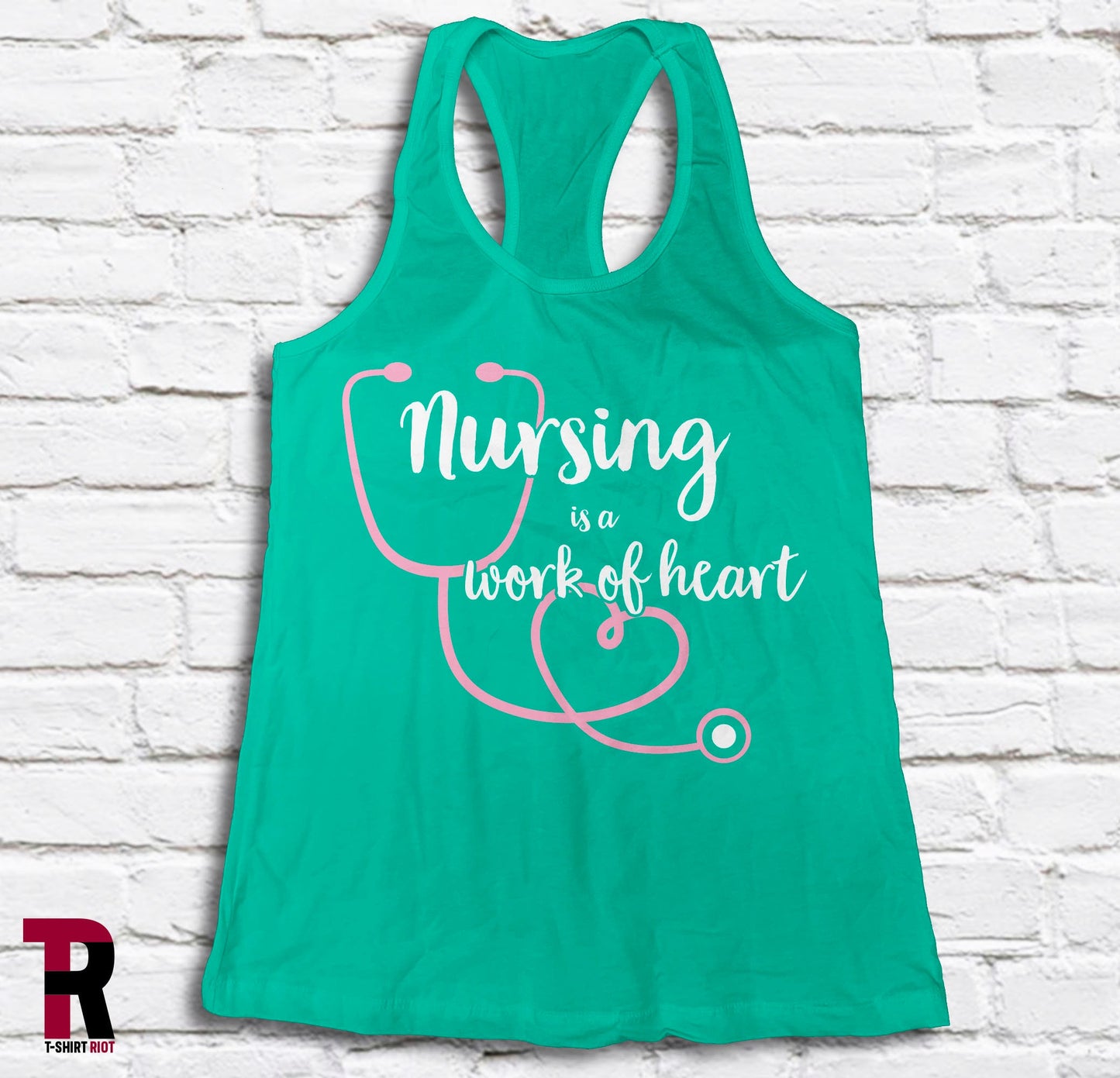 Nursing Is A Work Of Heart Women's Bella+Canvas Tank Top | Shirt for Nurses | RN Shirts | Healthcare Tank Top | RN Tanks - SKU