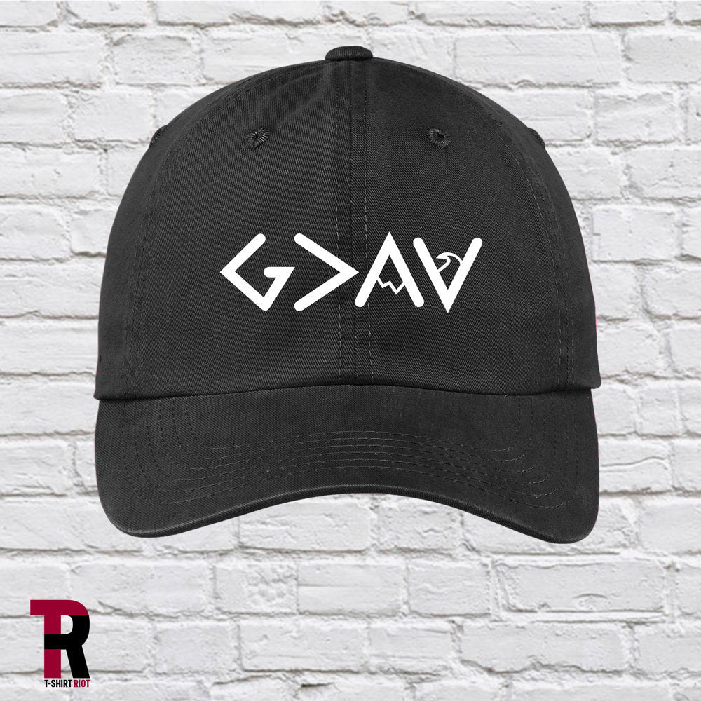 God is Greater Than Highs and Lows | Low Profile Garment Washed Unstructured Hat - SKU