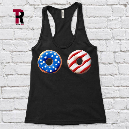 Funny Donut Women's Softstyle Tank Top | Fourth of July - SKU