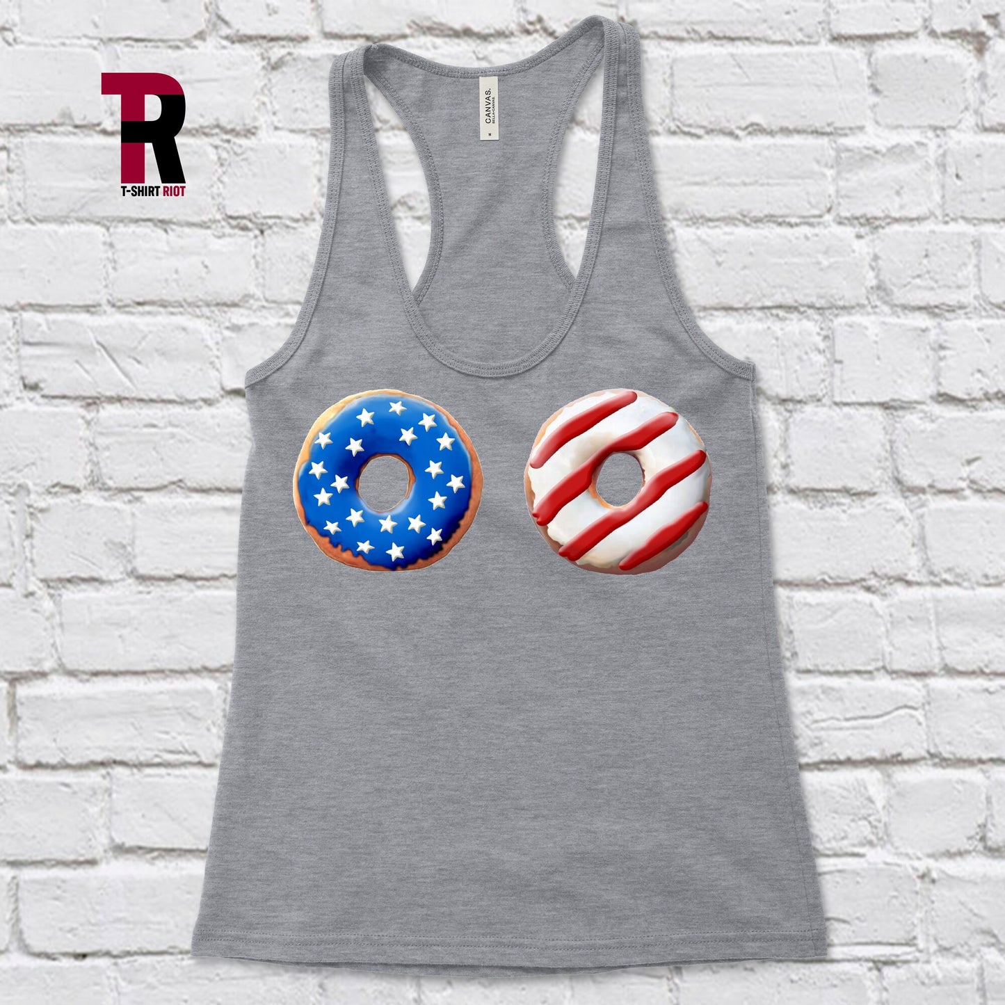 Funny Donut Women's Softstyle Tank Top | Fourth of July - SKU