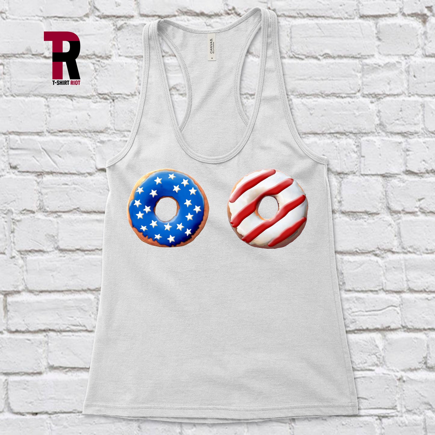 Funny Donut Women's Softstyle Tank Top | Fourth of July - SKU