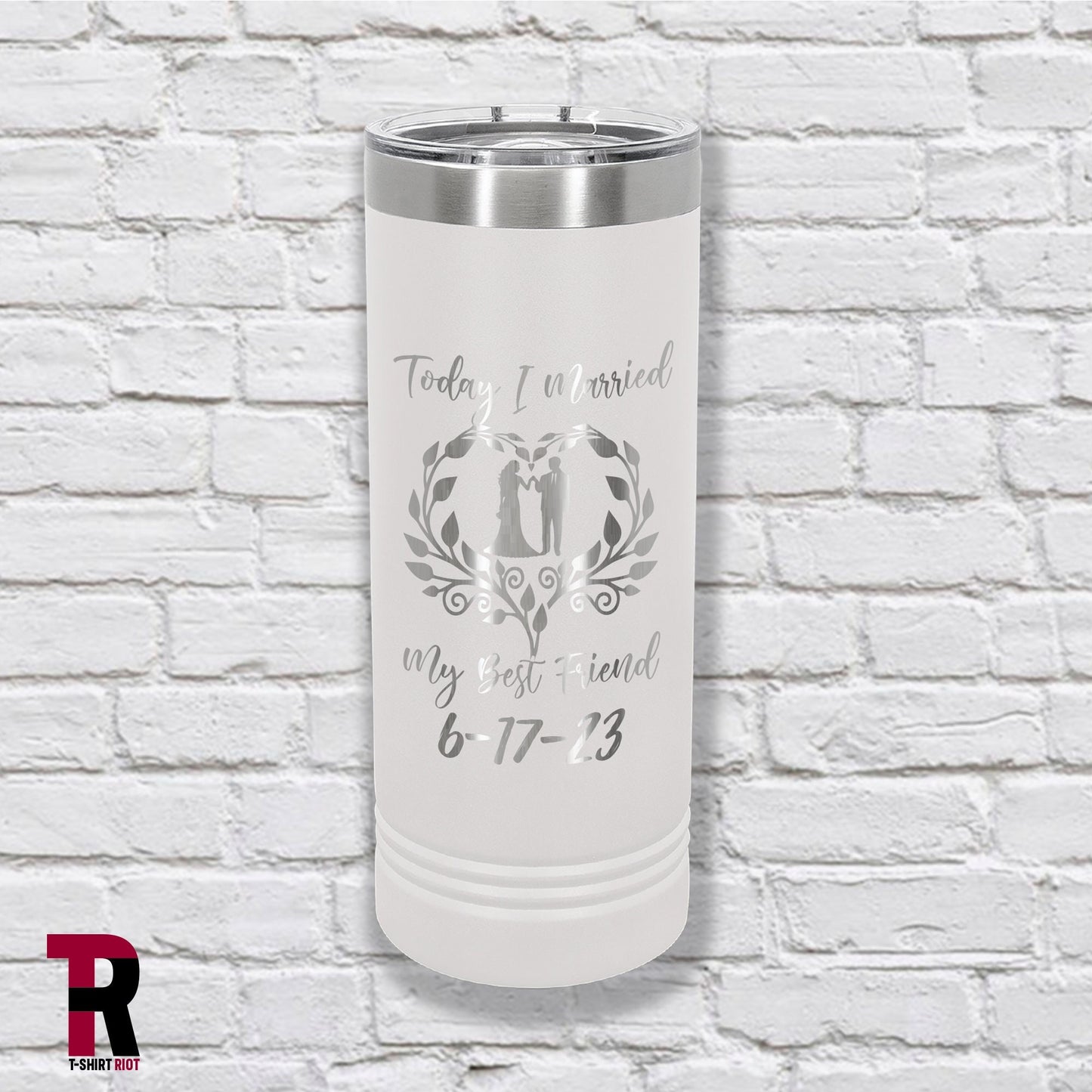 Bride and Groom Laser Engraved 22oz Insulated Skinny Tumbler - SKU