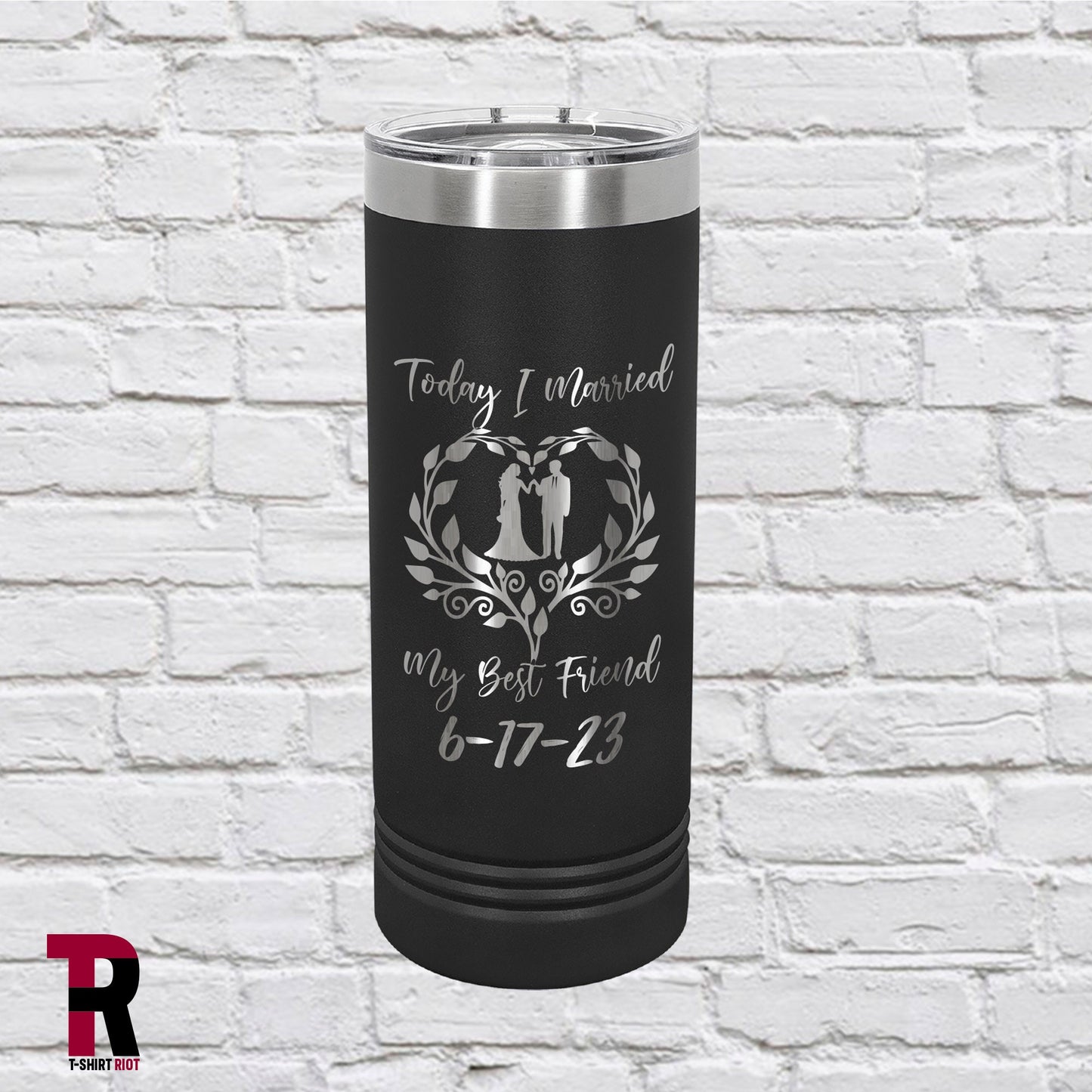 Bride and Groom Laser Engraved 22oz Insulated Skinny Tumbler - SKU